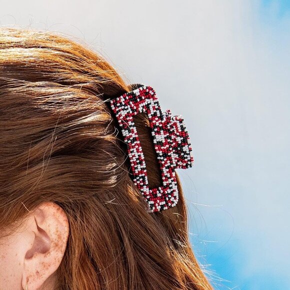 Beaded Hair Claw Clips for Game Day in Team Colors Handmade Sports Fans